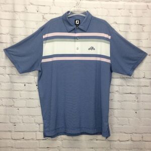 FootJoy Golf Polo Athleisure Mens Sz XL Sports Multicolored Striped Stretch Logo